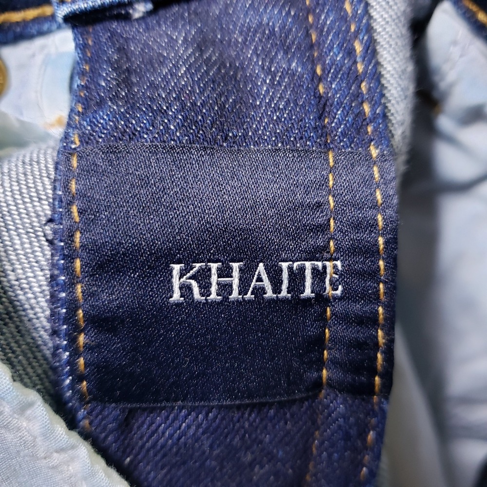 Khaite Vanessa Dark Wash Denim High Rise Jeans Size 25 Raw Hem Straight Stretch - Picture 8 of 13